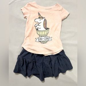 Cat & Jack skort with LOL Vintage short Sleeve shirt Set 4T